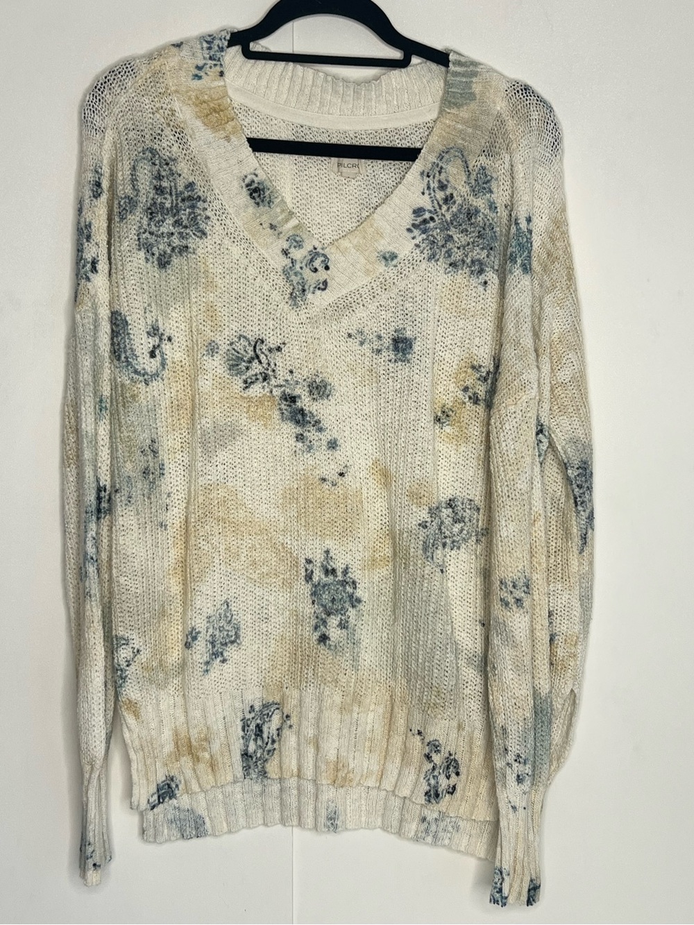 Anthropologie Pilcro Floral V-Neck Oversized Chunky Knit Sweater - Picture 4 of 8